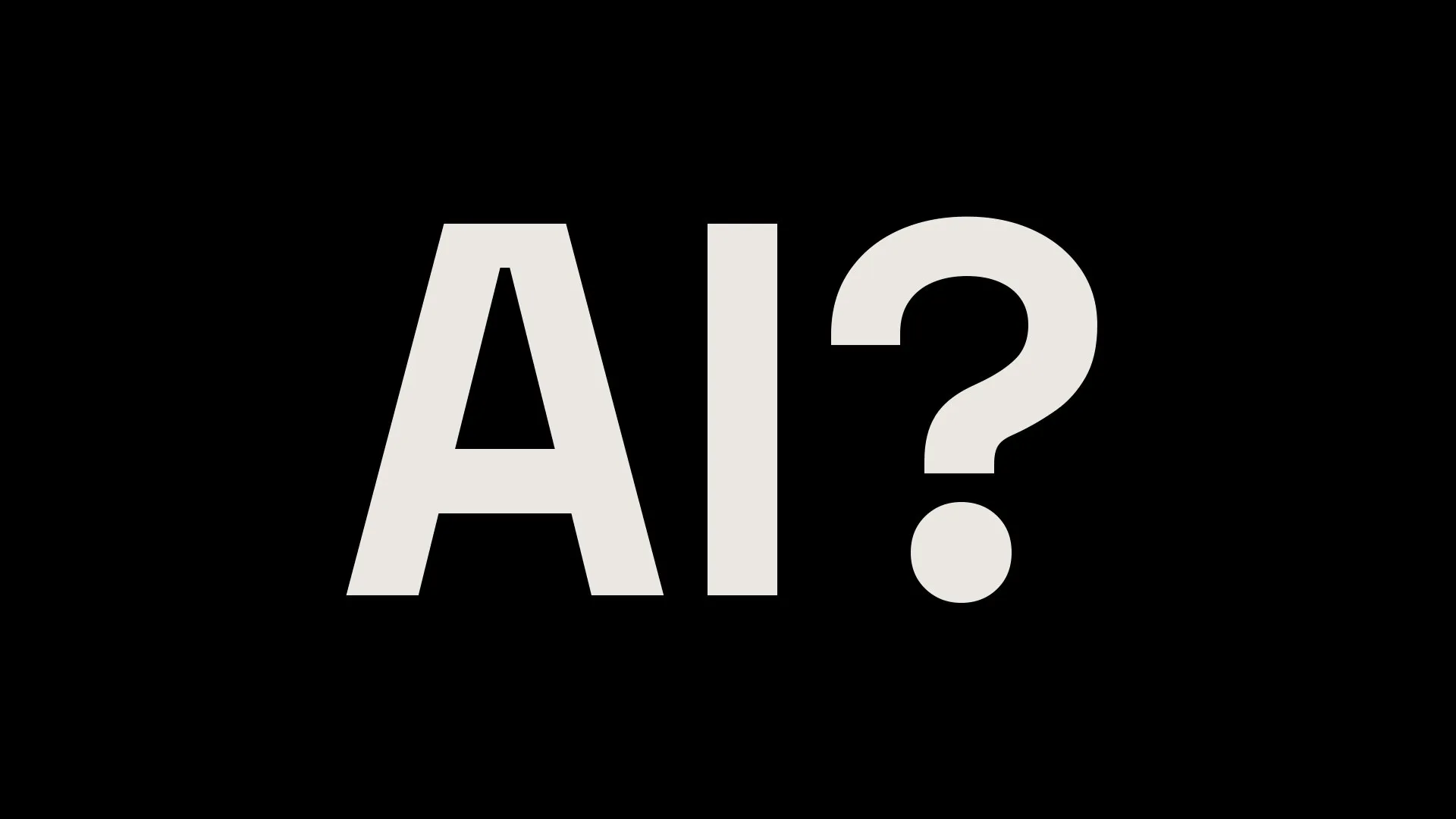 Black cover image with large white text reading AI?
