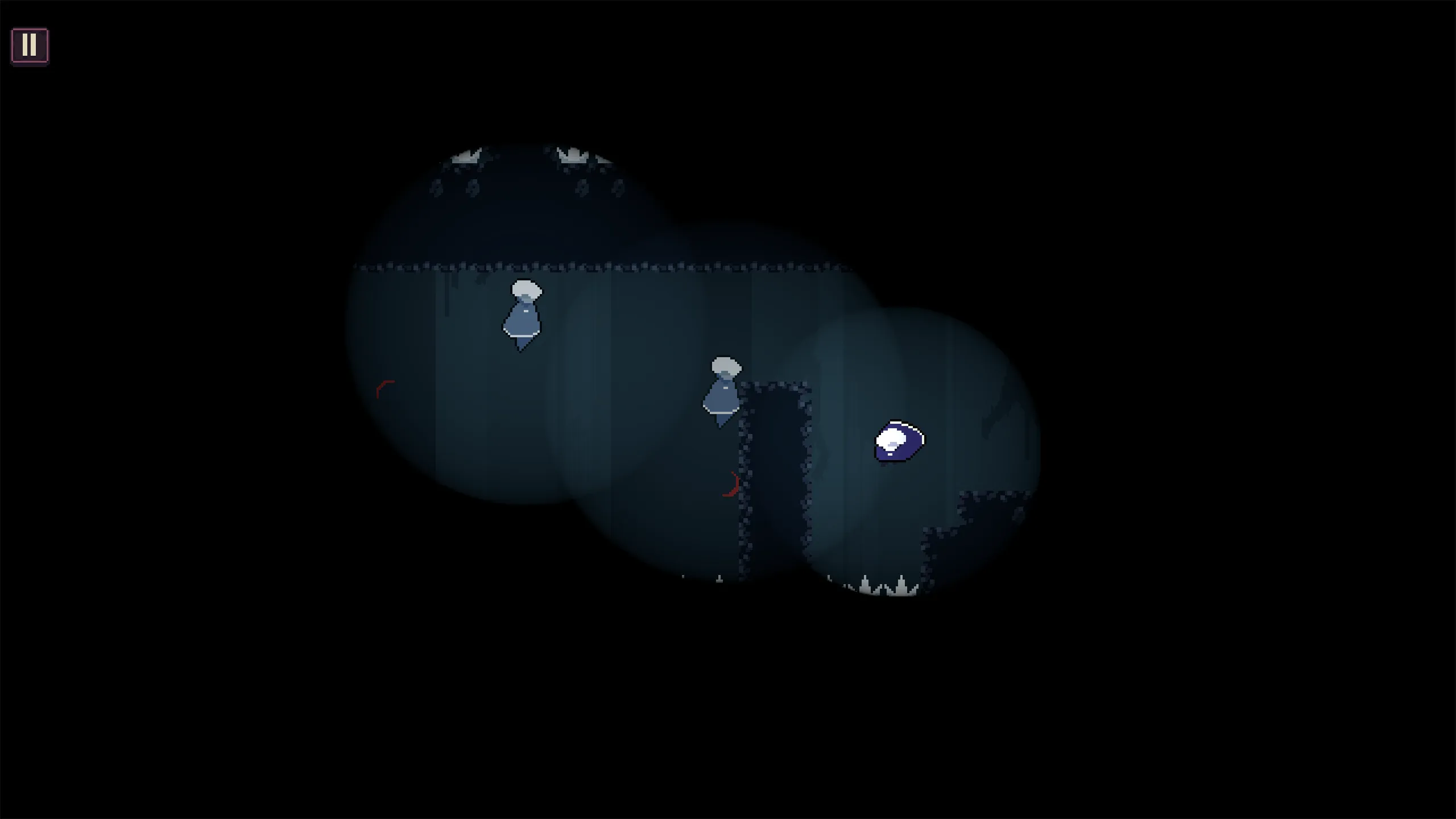 Fear of Failure level in darkness with checkpoint lights and ghost replays