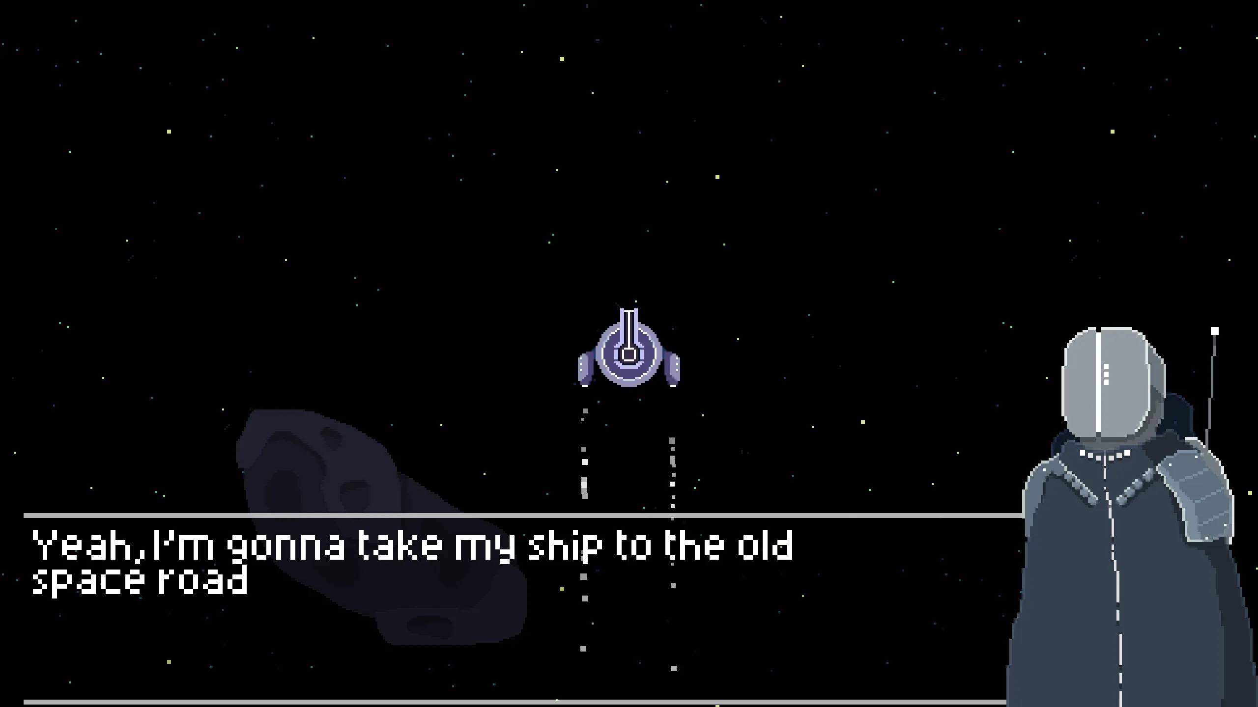 Visual-novel style dialogue scene between combat levels