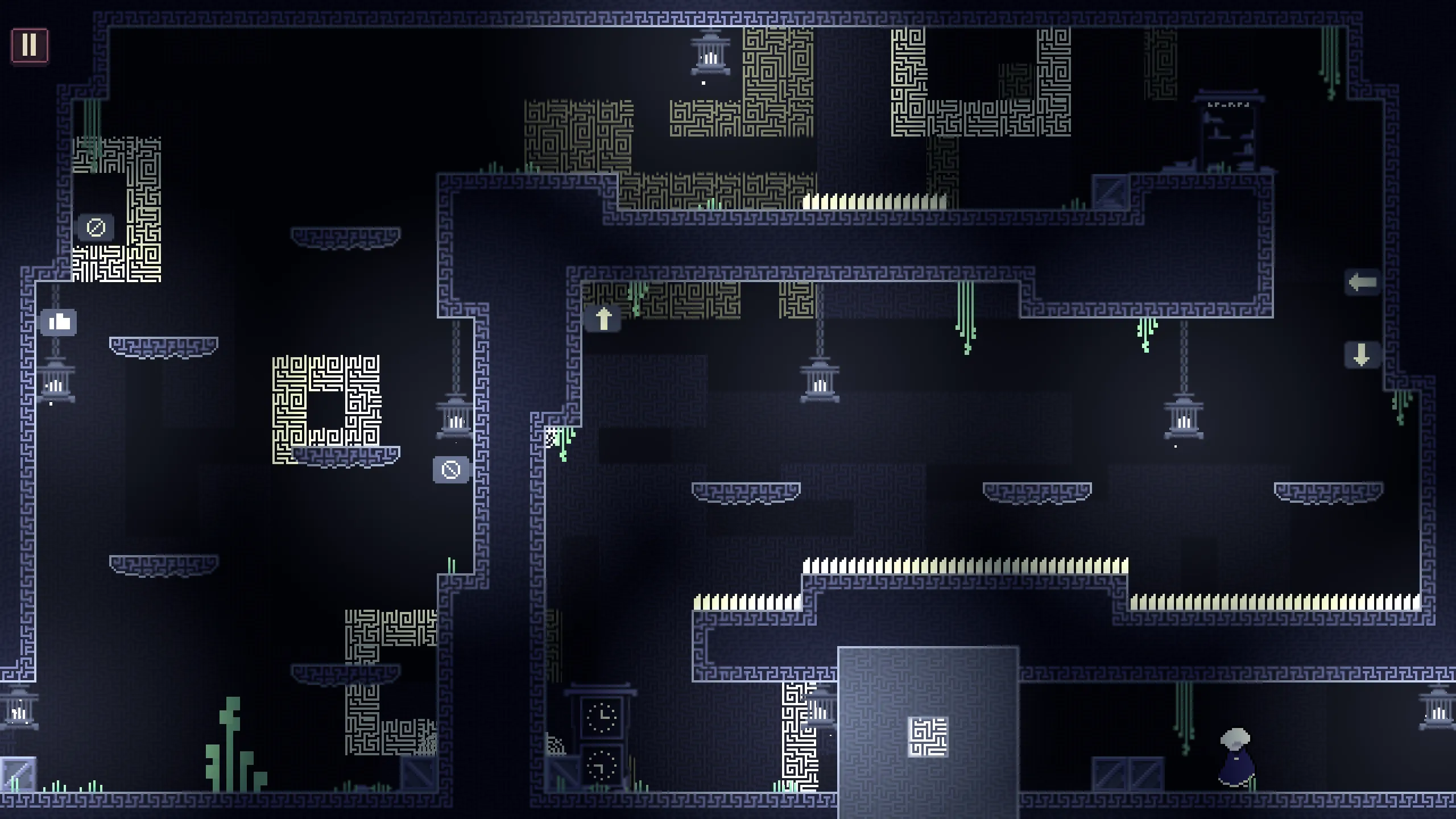 Overthinking level with several parallel routes across floating platforms